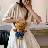 Korean-Style Bear Bag Stuffed Toy Women's Shoulder Messenger Phone Bag