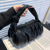 Women Folds Shoulder Bag Small PU Leather Handbags Hobos Clutch