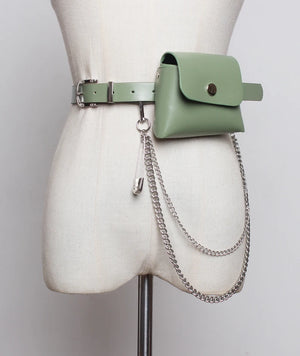 Funny PU Leather Fanny Pack with Big Pins