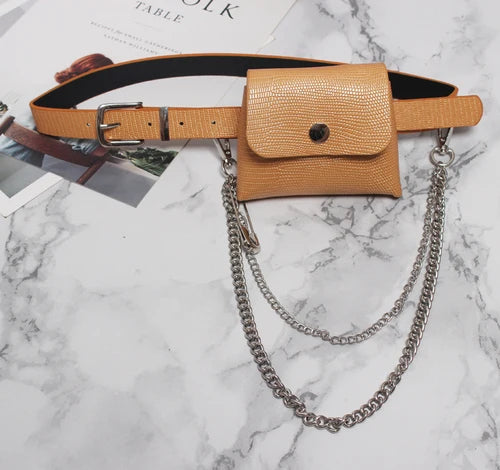 Funny PU Leather Fanny Pack with Big Pins