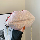 Sexy Sequin Lip Shell Bag for Women