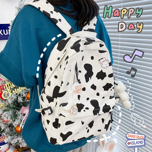 Student Backpack Cow Pattern School Bag