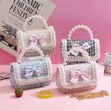 Kids Linen Mini Crossbody Bag with Bowknot for Girls