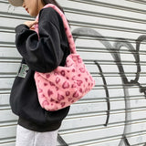 Floral Fluffy Tote Bag Women Fuzzy Shoulder Bag Daisy Flower Handbag