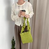 Large Capacity Knit Pleated Tote Bag for Women