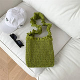 Large Capacity Knit Pleated Tote Bag for Women