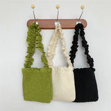 Large Capacity Knit Pleated Tote Bag for Women