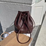 Women's Casual PU Leather Messenger Bag Shoulder Bucket Handbag