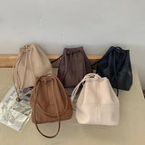 Women's Casual PU Leather Messenger Bag Shoulder Bucket Handbag