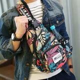 Men's Sling Bag Leaves Print Crossbody Waterproof Chest Shoulder