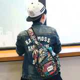 Men's Sling Bag Leaves Print Crossbody Waterproof Chest Shoulder
