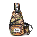 Men's Sling Bag Leaves Print Crossbody Waterproof Chest Shoulder