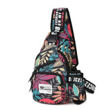 Men's Sling Bag Leaves Print Crossbody Waterproof Chest Shoulder