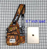 Men's Sling Bag Leaves Print Crossbody Waterproof Chest Shoulder