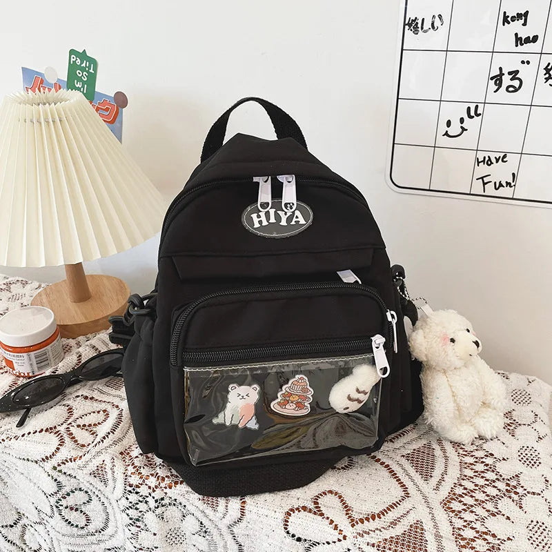 Small Canvas Girl Mini Backpack Waterproof School Bag for Girls