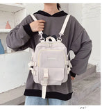 Small Canvas Girl Mini Backpack Waterproof Travel Bag School Tote Bow Bag