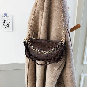 Stone Pattern Pu Shoulder Bag Chain Casual Ladies Bag