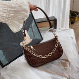 Stone Pattern Pu Shoulder Bag Chain Casual Ladies Bag