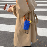 Student Knit Shoulder Bag with Flower