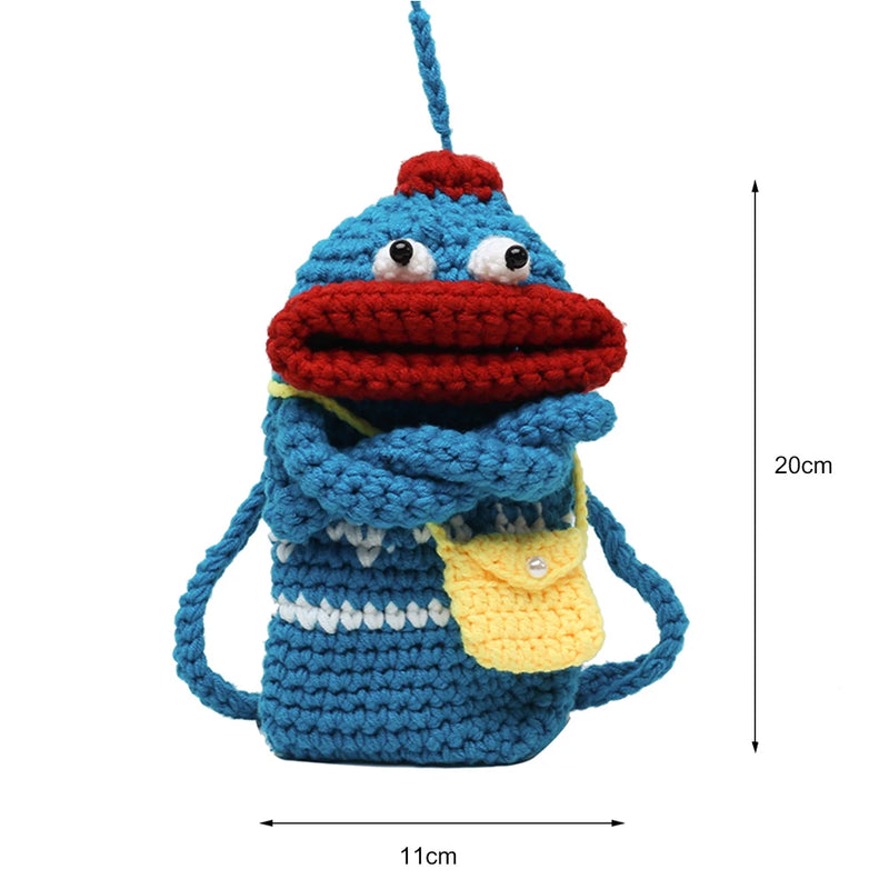Student Knit Shoulder Bag with Flower