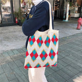 Student Knitting Totes Wool Shoulder Bag Casual Handbag