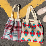 Student Knitting Totes Wool Shoulder Bag Casual Handbag