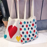 Student Knitting Totes Wool Shoulder Bag Casual Handbag