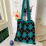 Student Knitting Totes Wool Shoulder Bag Casual Handbag