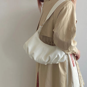 Vintage PU Leather Women Underarm Bag Large Capacity