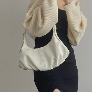 Vintage PU Leather Women Underarm Bag Large Capacity