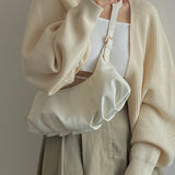 Vintage PU Leather Women Underarm Bag Large Capacity