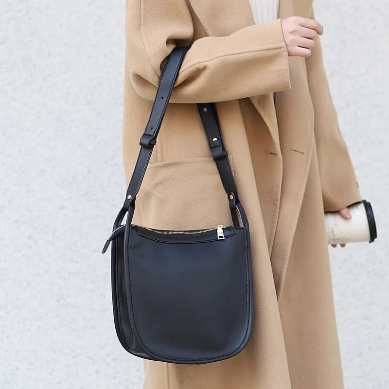 Vintage Minimalist Leisure Shoulder Bags Semi Circle Handbags