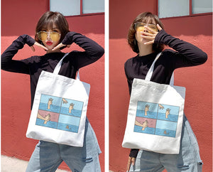 Canvas Bag My Depression My Brain My Anxiety Print Handbags Shoulder Bags