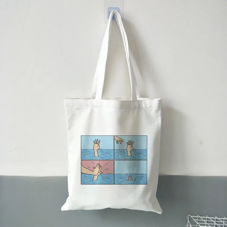 Canvas Bag My Depression My Brain My Anxiety Print Handbags Shoulder Bags