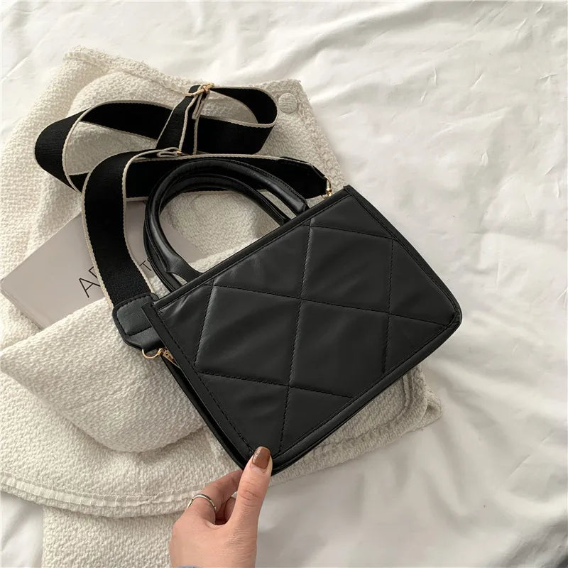 Women's Shoulder Bag Plaid Handbag Wide Strap Crossbody Bag
