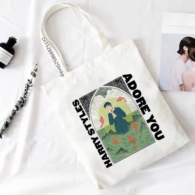 Funny Shopping Bag Shoulder Canvas Harajuku Large Capacity Messenger Women Bags