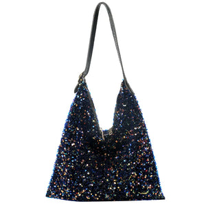 Vintage Sequin Shoulder Bag for Women, Colorful Tote Handbag