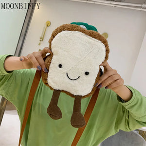 Toast Bread Duck Plush Bag Girl Student Messenger Bags Women Shoulder Bag