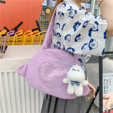 Heart Shoulder Bags for Girls Candy Tote Handbags Preppy Style Pink Purple