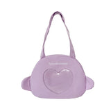 Heart Shoulder Bags for Girls Candy Tote Handbags Preppy Style Pink Purple