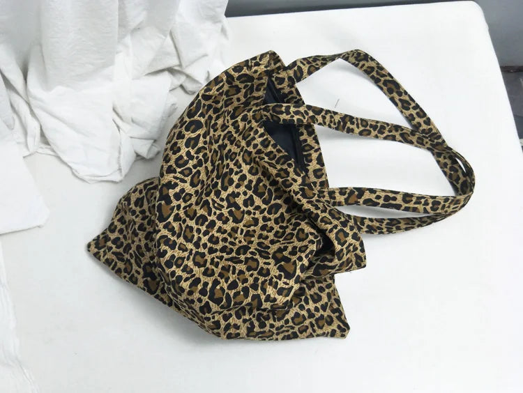 Ulzzang Leopard Canvas Bag Hip Hop Shoulder Bag Casual Messenger Bag