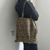 Ulzzang Leopard Canvas Bag Hip Hop Shoulder Bag Casual Messenger Bag