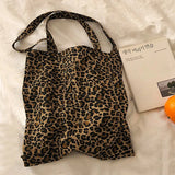 Ulzzang Leopard Canvas Bag Hip Hop Shoulder Bag Casual Messenger Bag