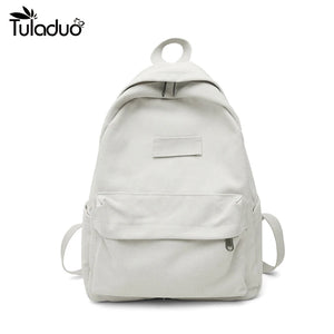 Canvas Travel Backpack Women High Capacity Zipper School Bag