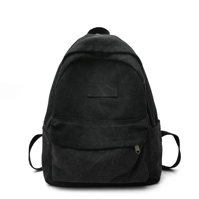 Canvas Travel Backpack Women High Capacity Zipper School Bag