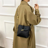 Western Style Texture Bucket Bag with Chains