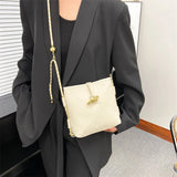 Western Style Texture Bucket Bag with Chains