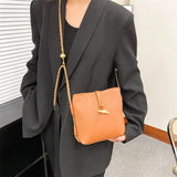Western Style Texture Bucket Bag with Chains