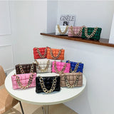 Checkered Shoulder Bag with Acrylic Chain, Portable for Women