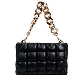 Checkered Shoulder Bag with Acrylic Chain, Portable for Women